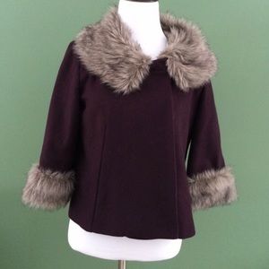 FOREVER 21 purple cropped fur collar winter jacket